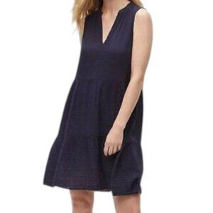 Michael Stars Daisy Gauze Tiered Crinkle midi Dress navy blue size small